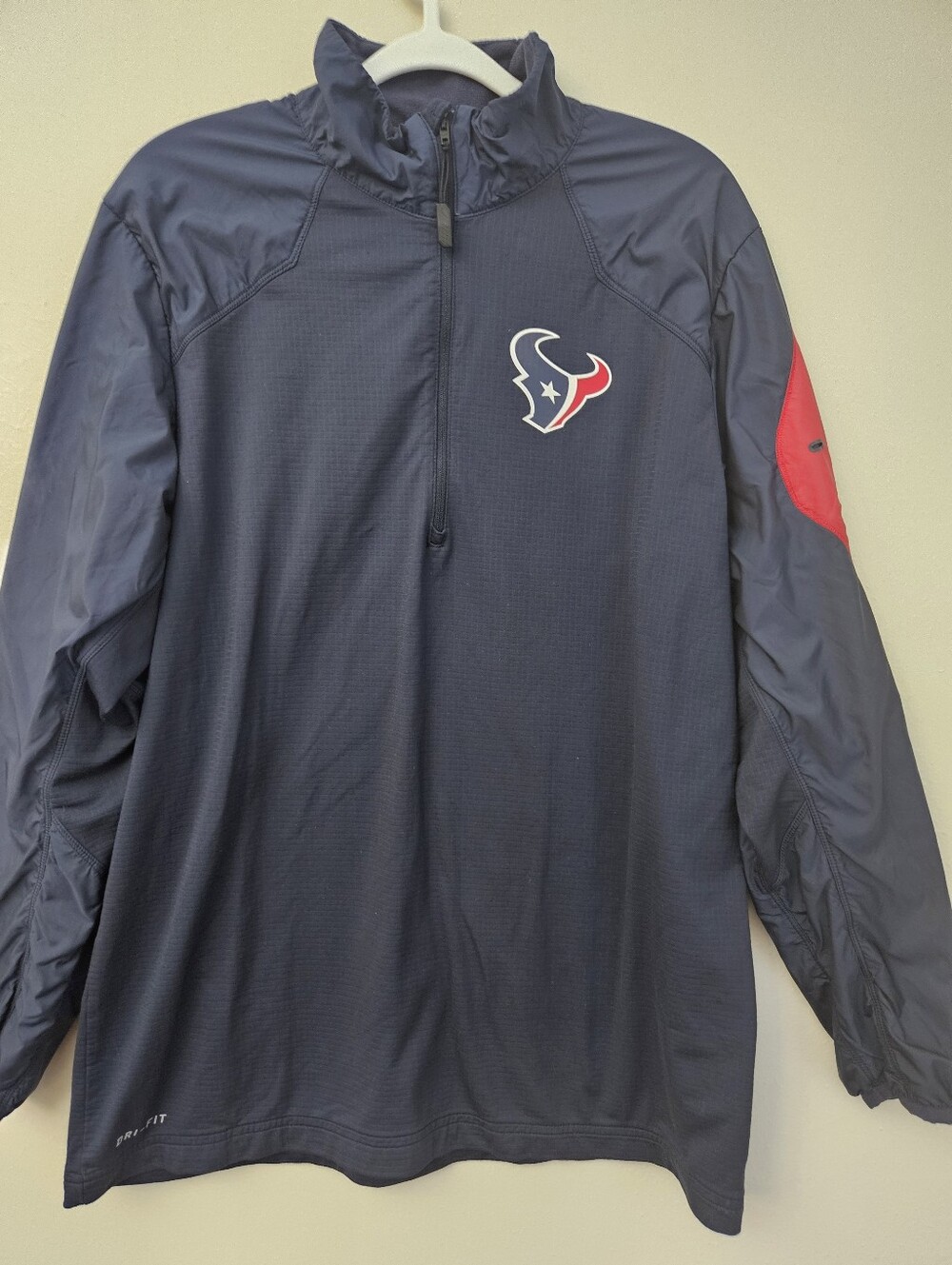 Houston Texans Navy Quarter-Zip Pullover Jacket Size M